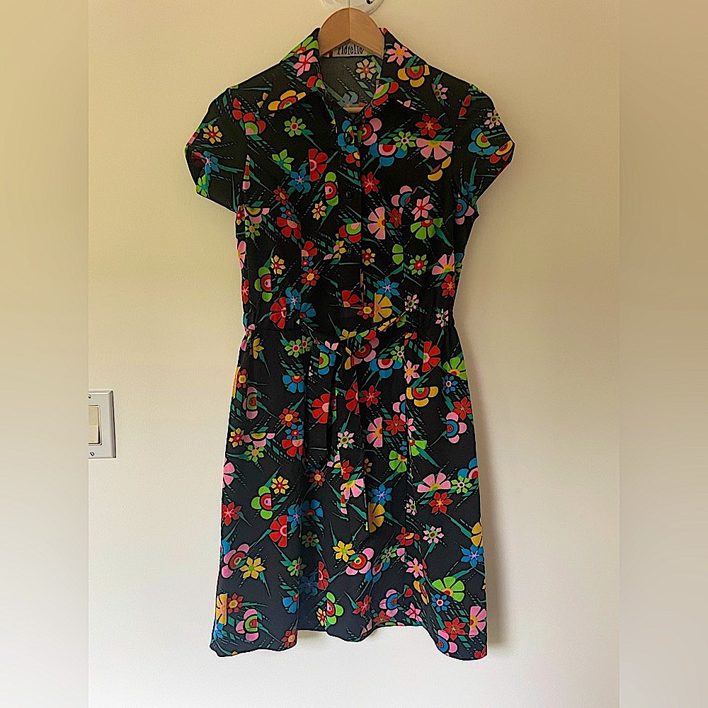 The cutest Vintage Floral black Dress - Size S - Florelle